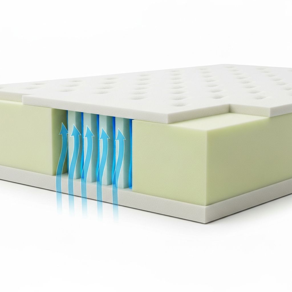 Ventilated TEMPUR foam layers showing airflow channels in PRObreeze and LUXEbreeze
